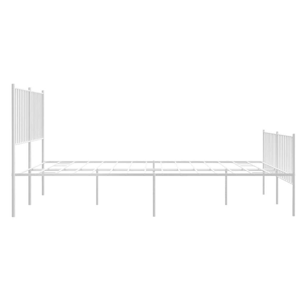 Bed frame with head and footboard metal white 140x200 cm