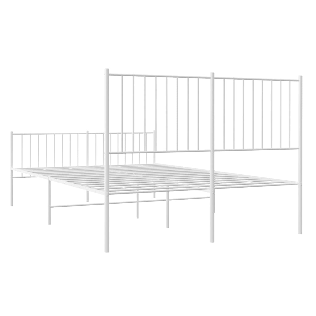 Bed frame with head and footboard metal white 140x200 cm