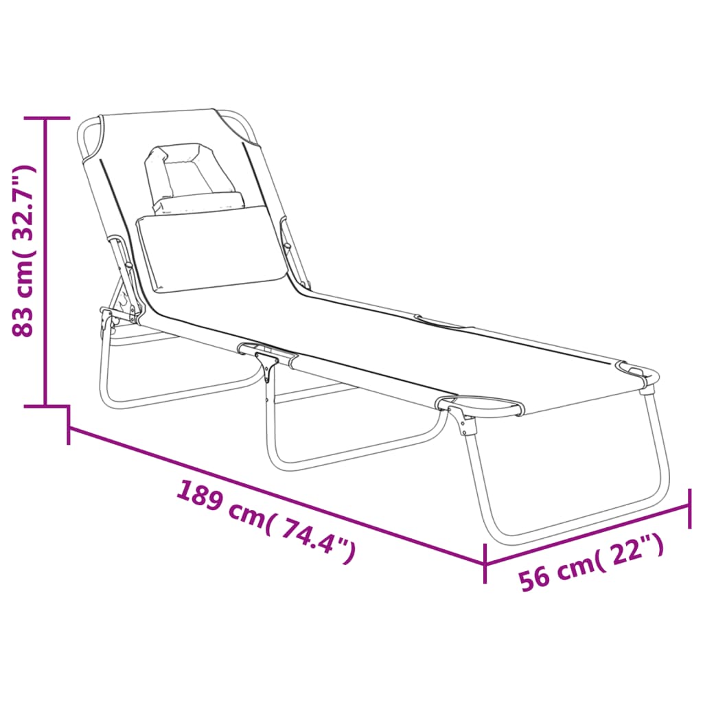 Bain de soleil pliable en tissu Oxford et acier thermolaqué