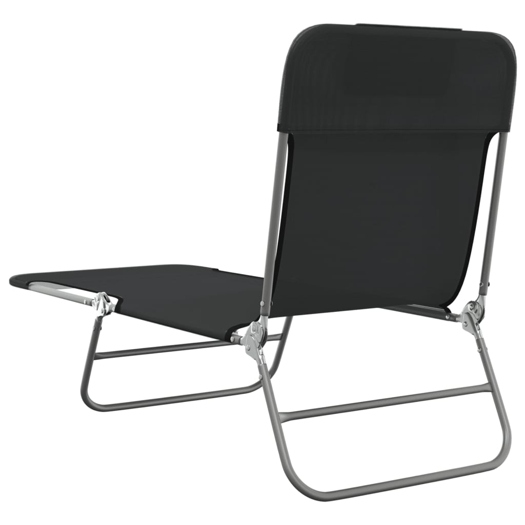 Chaises longues pliables 2 pcs. Textilène noir et acier