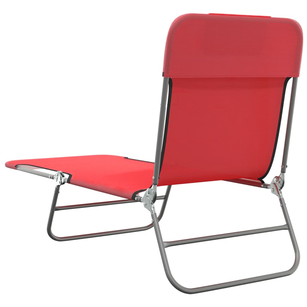 Sun loungers foldable 2 pcs. Red textilene and steel