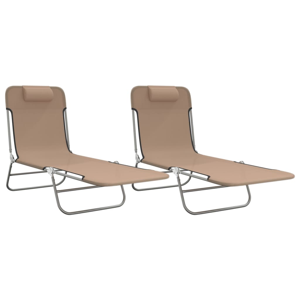 Sun loungers folding 2 pcs. Taupe textilene and steel