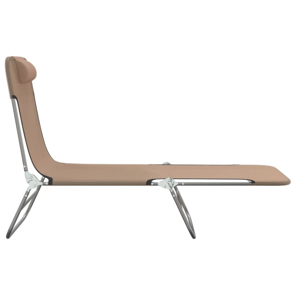 Sun loungers folding 2 pcs. Taupe textilene and steel