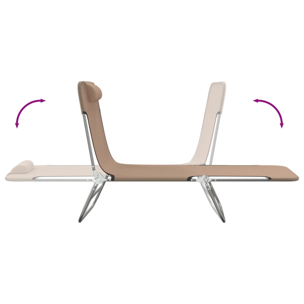 Sun loungers folding 2 pcs. Taupe textilene and steel