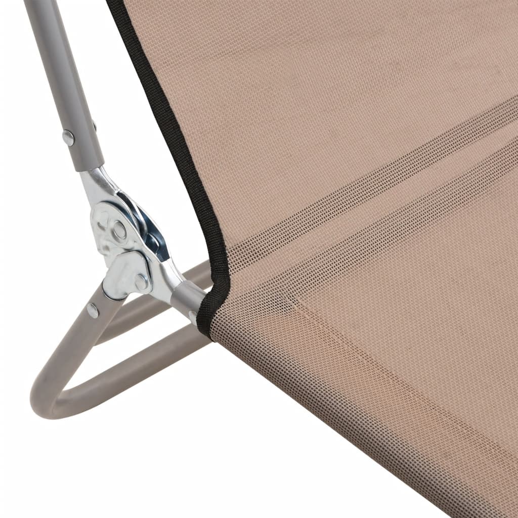Sun loungers folding 2 pcs. Taupe textilene and steel
