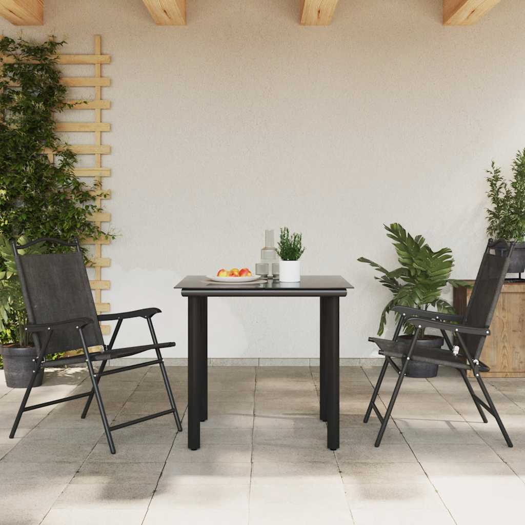 Klappstühle, 2 Stück, meliertes Grau, Stahl und Textilene