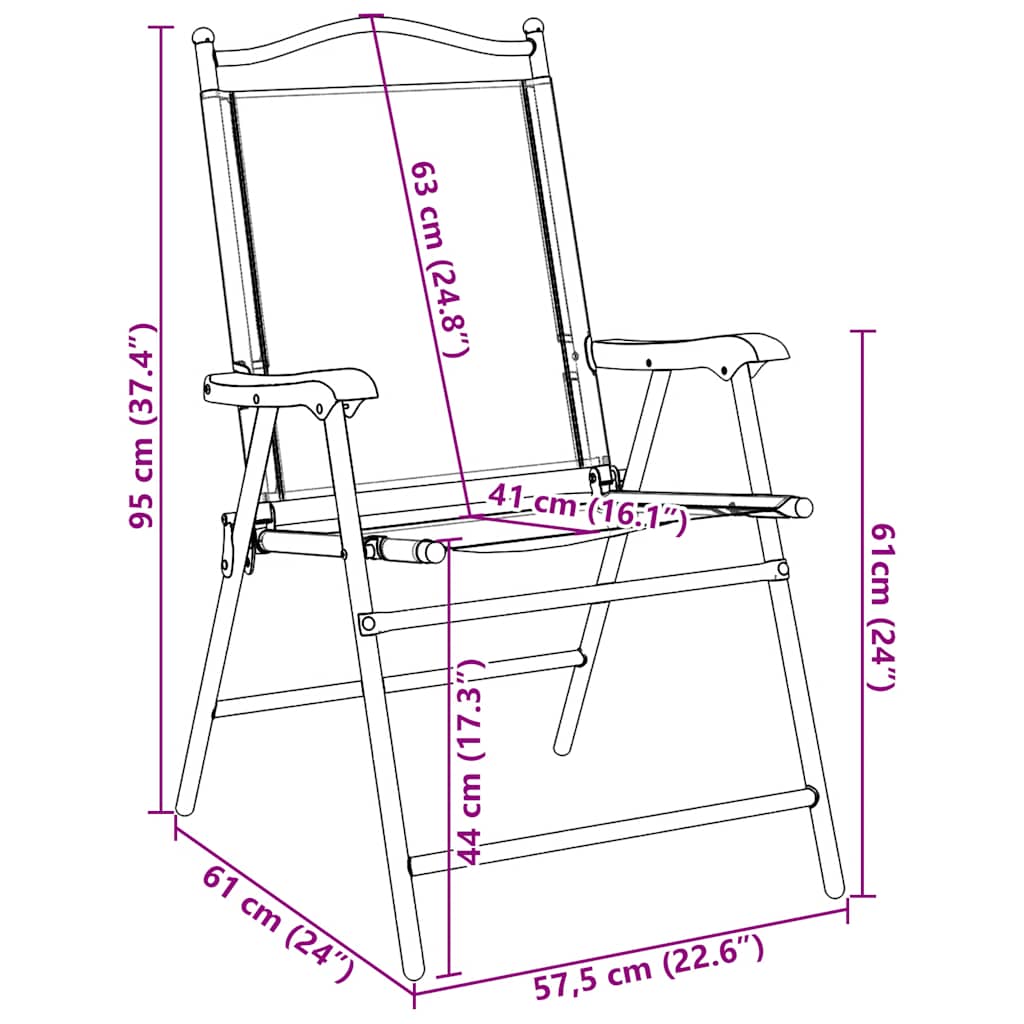 Klappstühle, 2 Stück, meliertes Grau, Stahl und Textilene