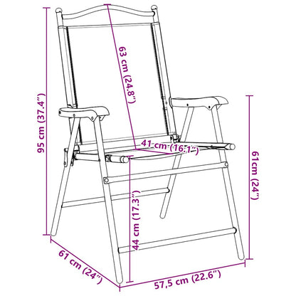 Klappstühle, 2 Stück, meliertes Grau, Stahl und Textilene