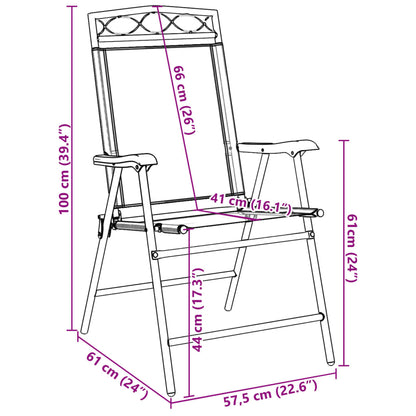 Klappstühle, 2 Stück, meliertes Grau, Stahl und Textilene