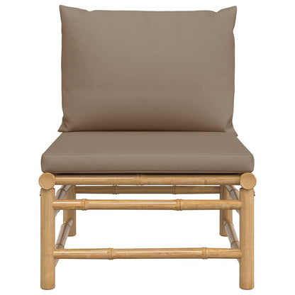 Garten-Mittelsofa mit Taupe Kissen Bambus