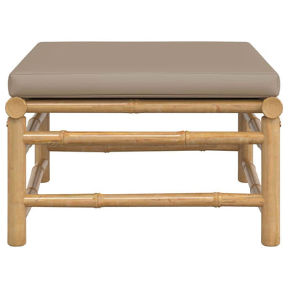 Gartenhocker mit Taupe Kissen Bambus