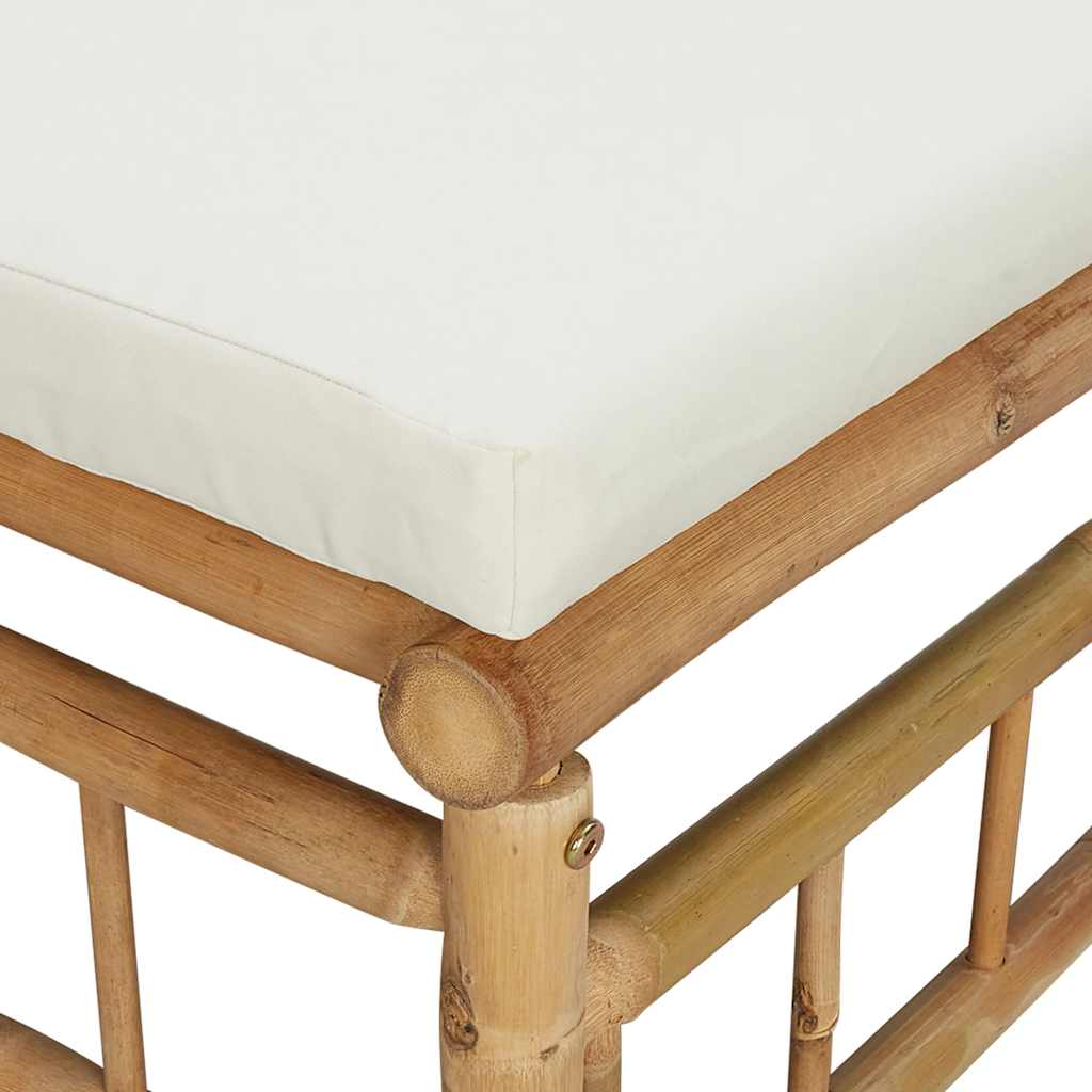 Garten-Ecksofa mit Cremeweißen Kissen Bambus
