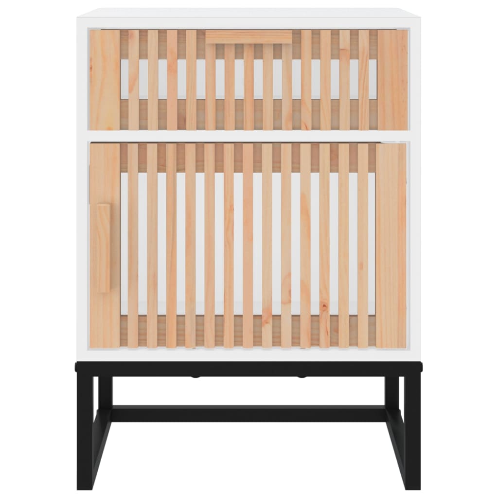 Bedside tables 2 pcs. White 40x30x55.5 cm wood-based material &amp; iron