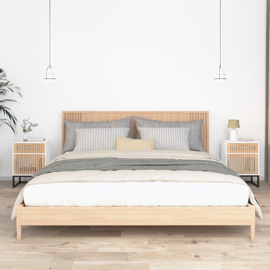 Bedside tables 2 pcs. White 40x30x55.5 cm wood-based material &amp; iron
