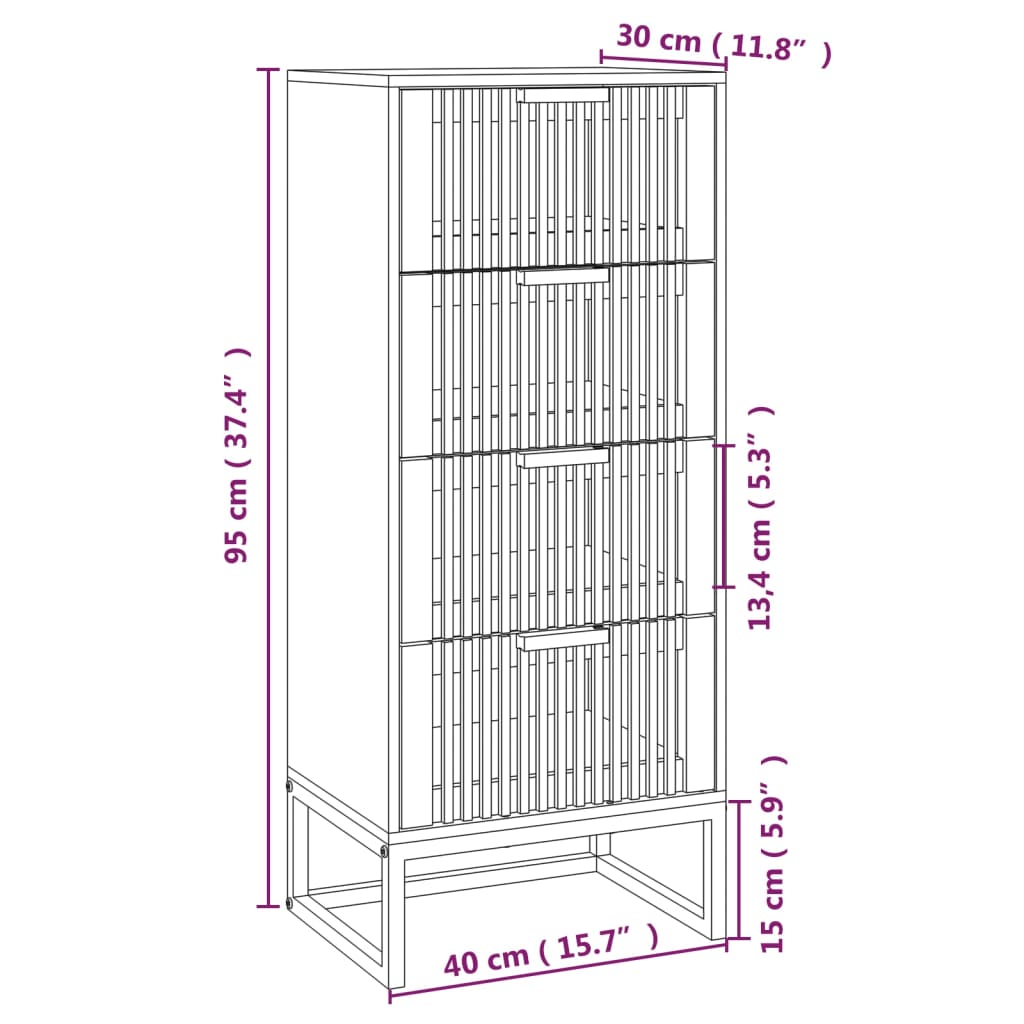Highboard Weiß 40x30x95 cm Holzwerkstoff