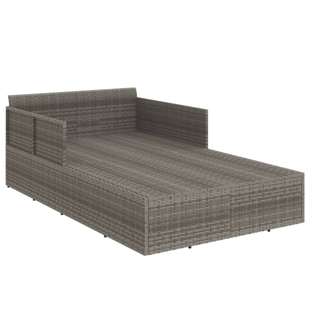 Chaise longue avec coussin gris 182x118x63 cm en résine tressée