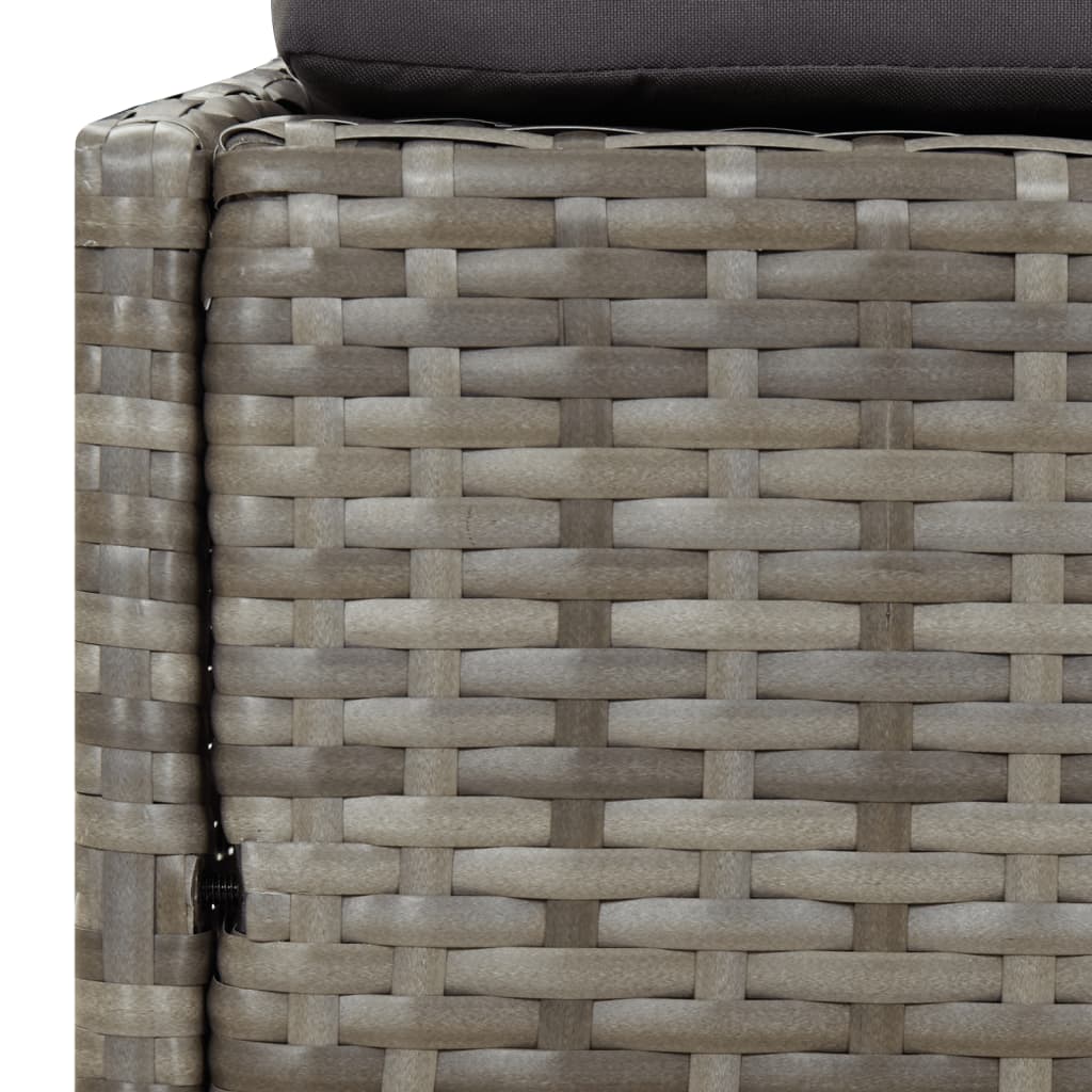 Sonnenliege mit Faltdach Grau 200x114x128 cm Poly Rattan