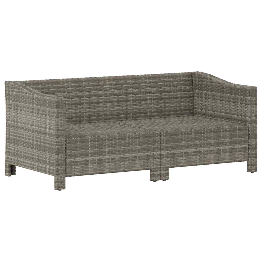 2-teiliges Garten-Lounge-Set mit Kissen Grau Poly Rattan