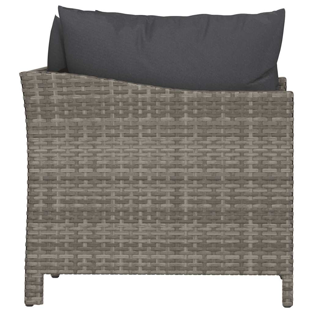 2-teiliges Garten-Lounge-Set mit Kissen Grau Poly Rattan