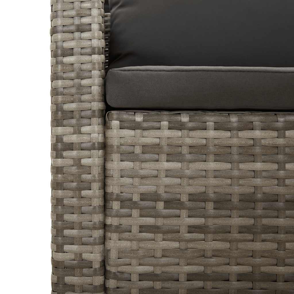 2-teiliges Garten-Lounge-Set mit Kissen Grau Poly Rattan