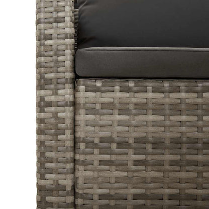 2-teiliges Garten-Lounge-Set mit Kissen Grau Poly Rattan