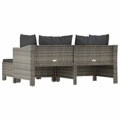 3-tlg. Garten-Lounge-Set mit Kissen Grau Poly Rattan