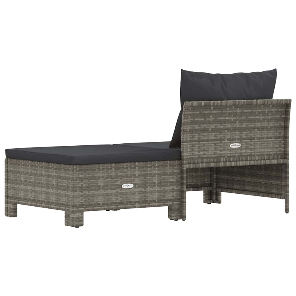 2-teiliges Garten-Lounge-Set mit Kissen Grau Poly Rattan