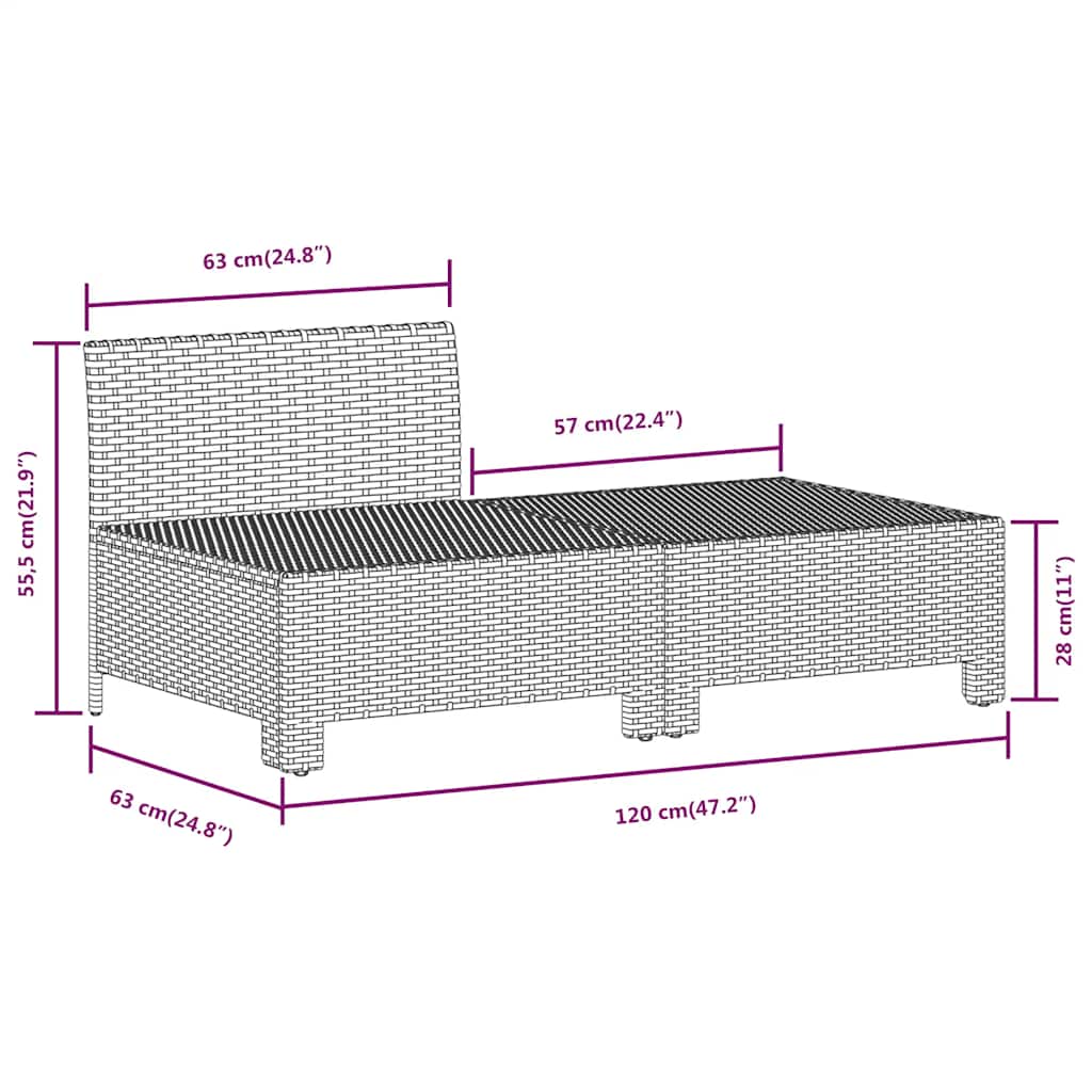2-teiliges Garten-Lounge-Set mit Kissen Grau Poly Rattan