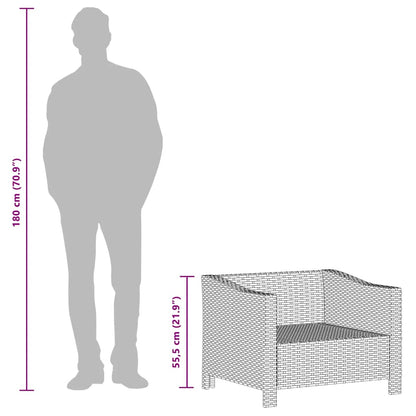 Gartensessel mit Kissen Grau Poly Rattan