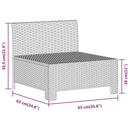 Garten-Mittelsofa mit Kissen Grau Poly Rattan