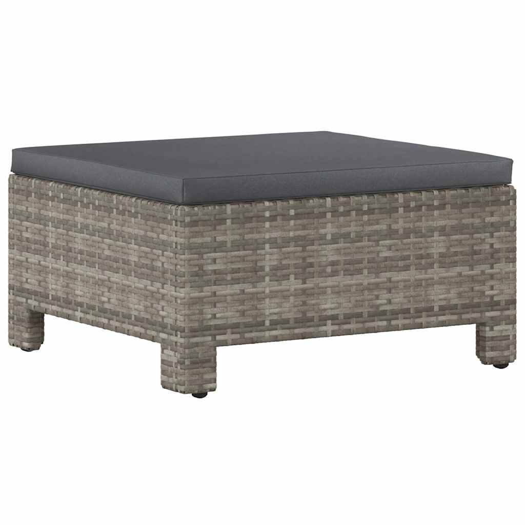 Garten-Fußstütze mit Kissen Grau Poly Rattan