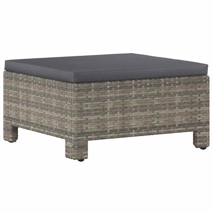 Garten-Fußstütze mit Kissen Grau Poly Rattan