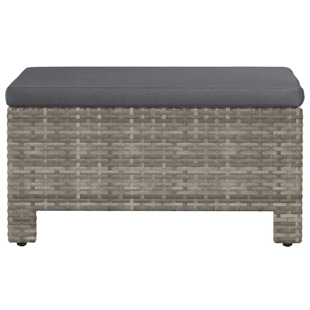 Garten-Fußstütze mit Kissen Grau Poly Rattan