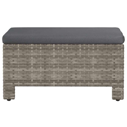 Garten-Fußstütze mit Kissen Grau Poly Rattan