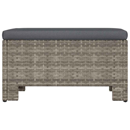 Garten-Fußstütze mit Kissen Grau Poly Rattan
