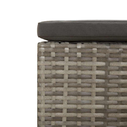 Garten-Fußstütze mit Kissen Grau Poly Rattan