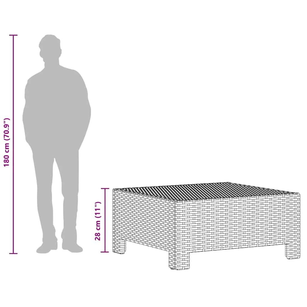 Garten-Fußstütze mit Kissen Grau Poly Rattan
