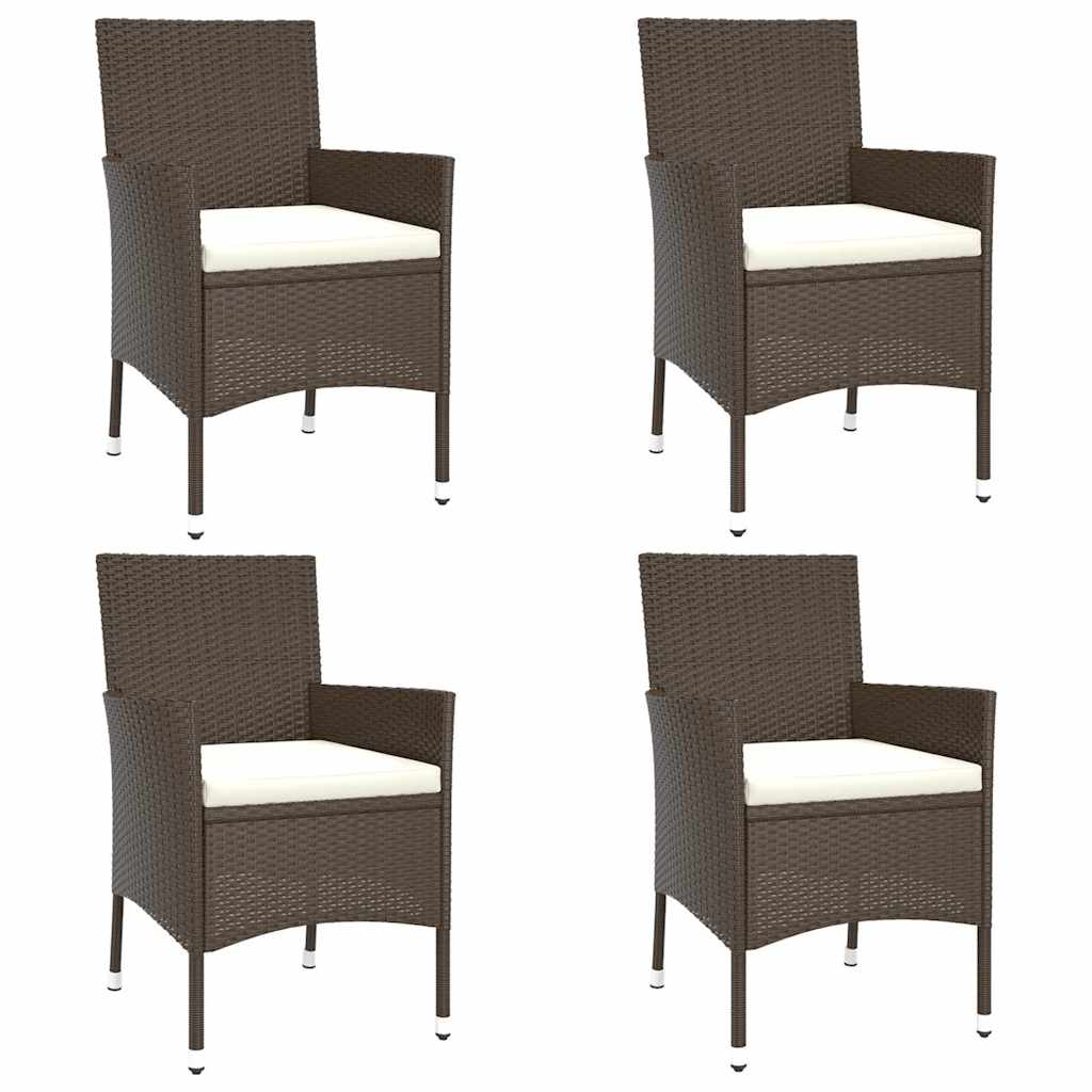 Gartenstühle mit Kissen 4 Stk. Braun Poly Rattan