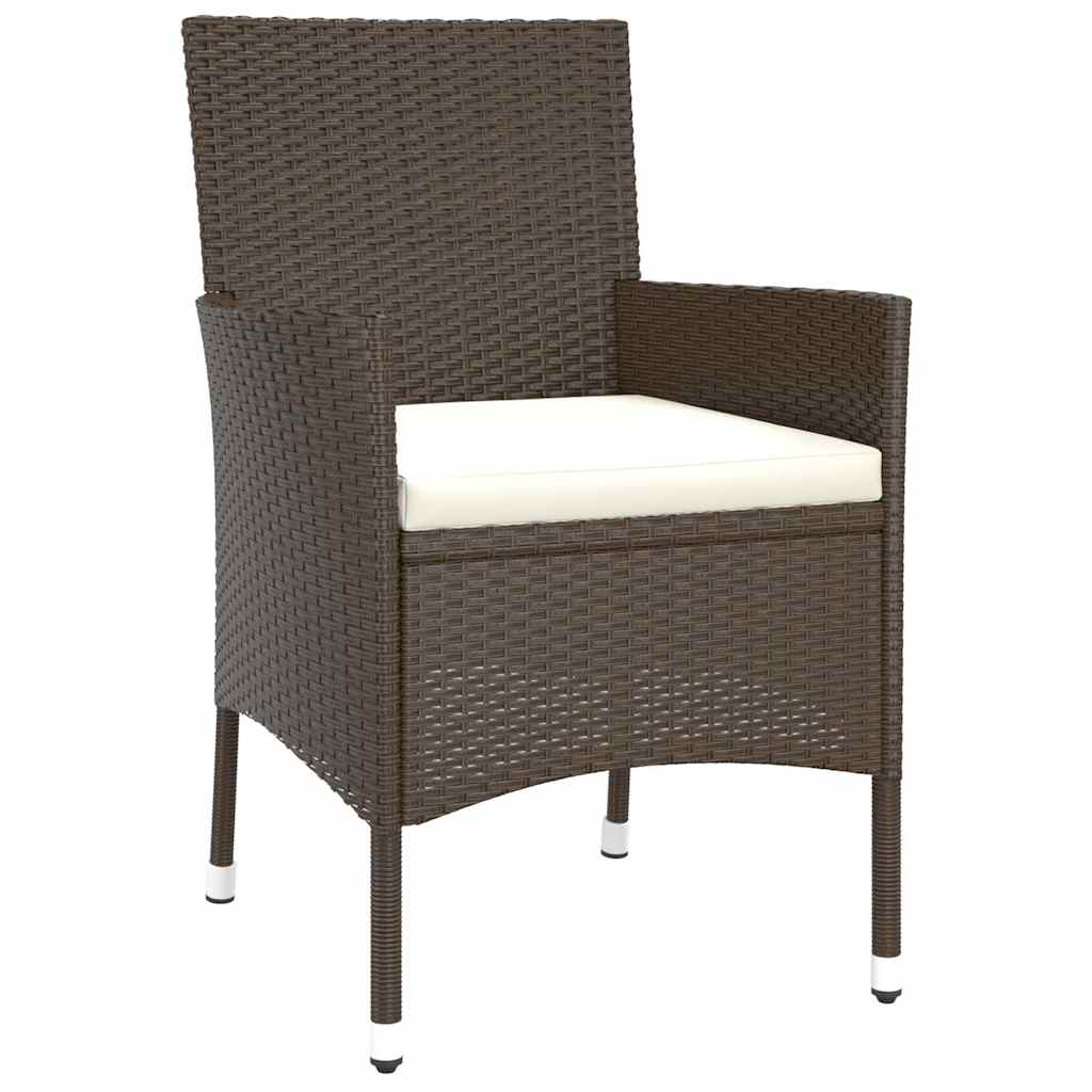 Gartenstühle mit Kissen 4 Stk. Braun Poly Rattan