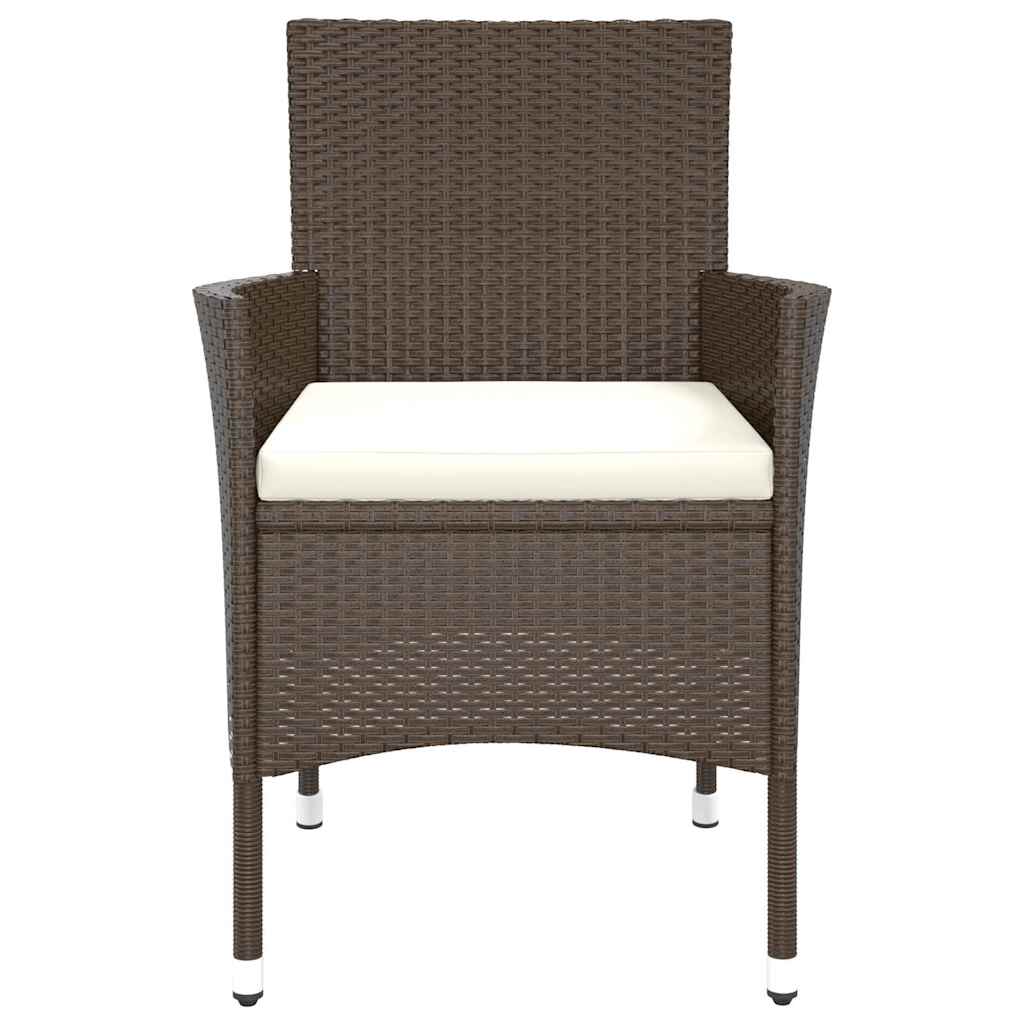 Gartenstühle mit Kissen 4 Stk. Braun Poly Rattan