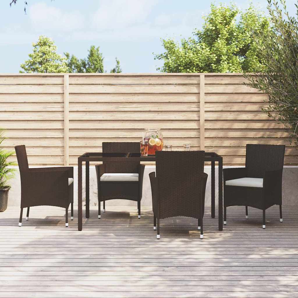 Gartenstühle mit Kissen 4 Stk. Braun Poly Rattan