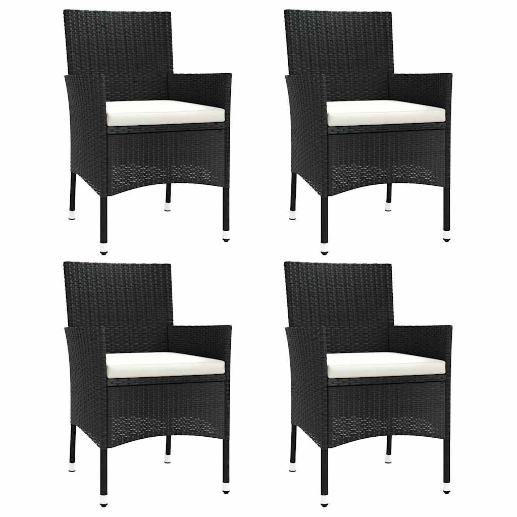 Gartenstühle mit Kissen 4 Stk. Schwarz Poly Rattan