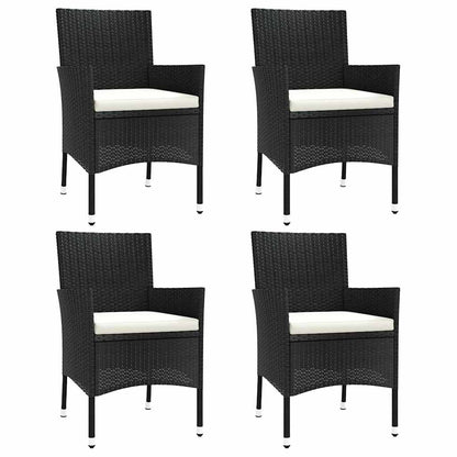 Gartenstühle mit Kissen 4 Stk. Schwarz Poly Rattan