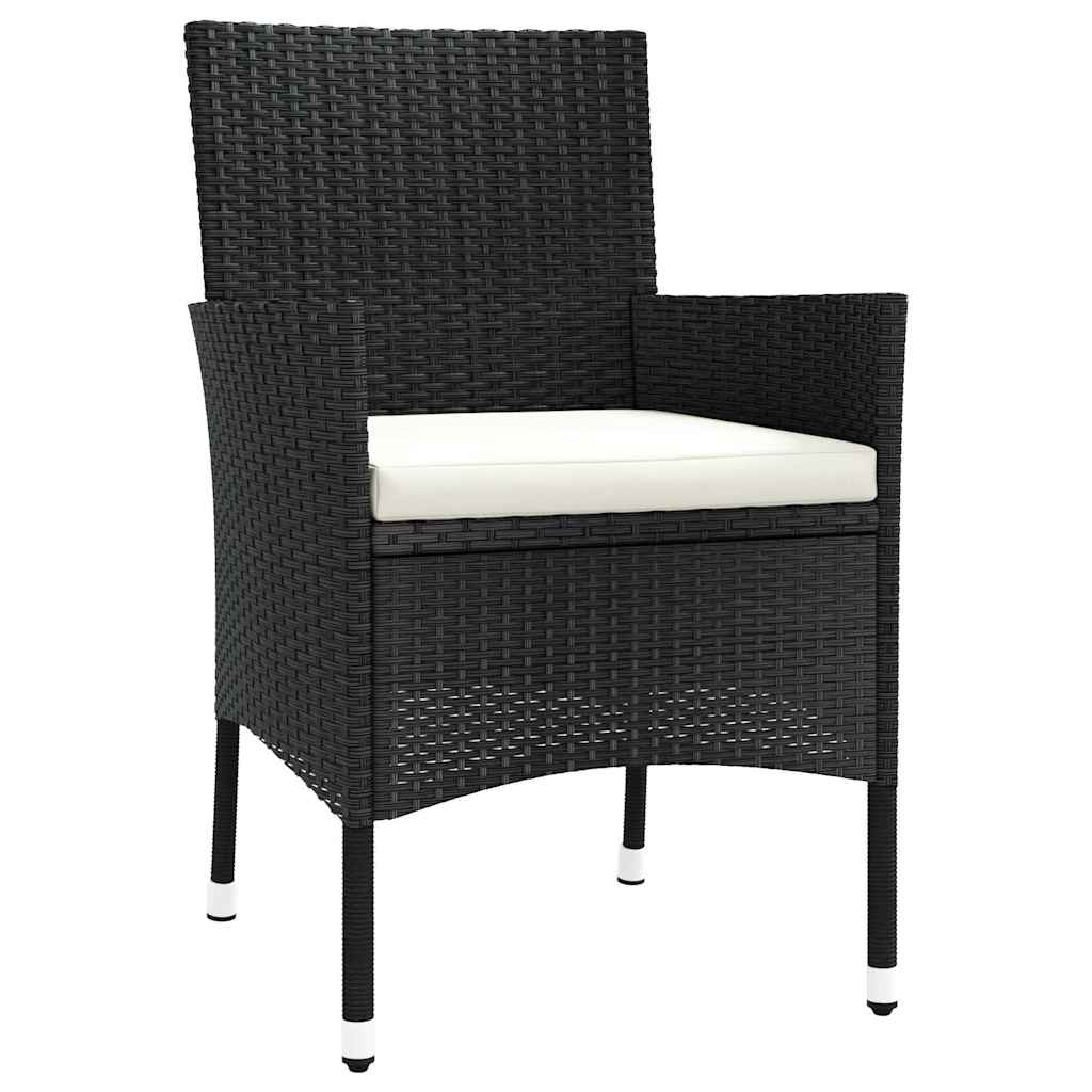 Gartenstühle mit Kissen 4 Stk. Schwarz Poly Rattan