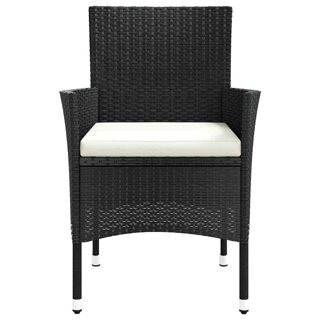 Gartenstühle mit Kissen 4 Stk. Schwarz Poly Rattan