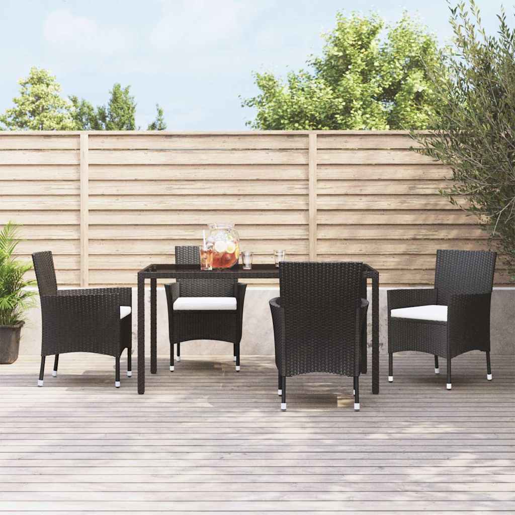 Gartenstühle mit Kissen 4 Stk. Schwarz Poly Rattan