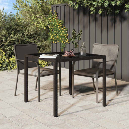 Garten-Eßtisch Braun 90 x 90 x 75 cm Poly Rattan
