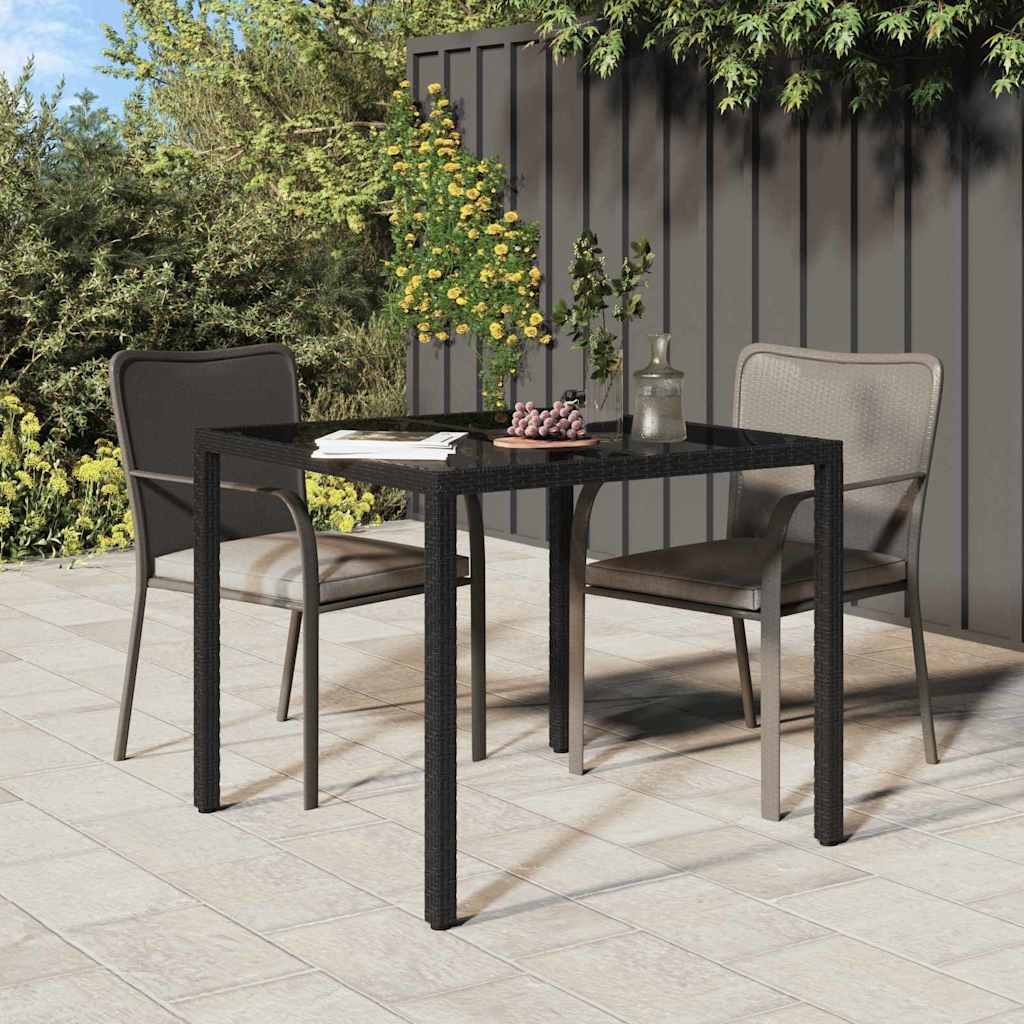 Garten-Eßtisch Schwarz 90 x 90 x 75 cm Poly Rattan