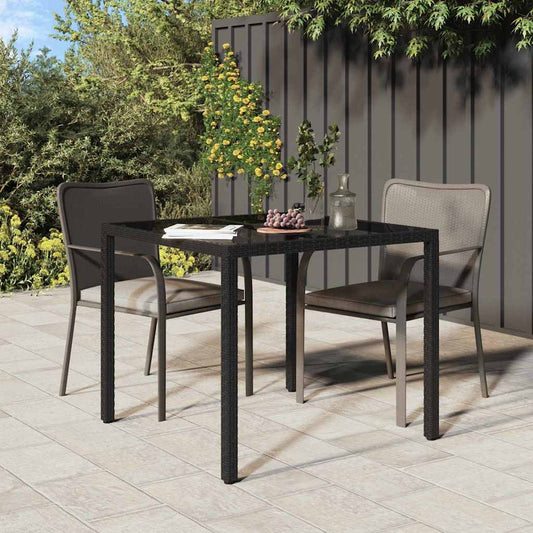 Garten-Eßtisch Schwarz 90 x 90 x 75 cm Poly Rattan