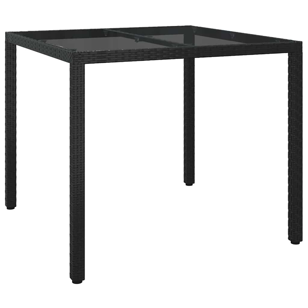 Garten-Eßtisch Schwarz 90 x 90 x 75 cm Poly Rattan